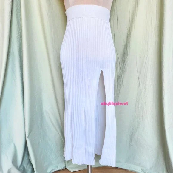 Aritzia Wilfred Knit Slit Skirt White XS - Picture 6 of 12